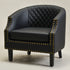 Louis Faux Leather Tufted Club Chair - Black Accent Chair | Decorative Accent Chairs | Kinwell Furniture | Modern Club Chairs | Barrel Club Chair | Nailhead Trim Chair | Contemporary Faux Leather Chair | Elegant Black Chair